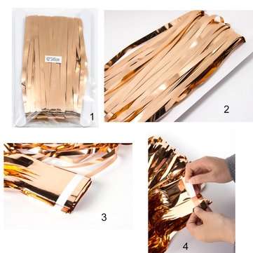 245cm  Rose Gold Foil Fringe Door Curtains Party Wedding Backdrop Hen Night Decoration
