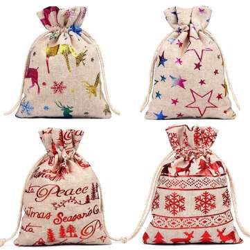 24pcs 10 Colors Christmas Countdown Gift Bag 1-24 Days Pocket Calendar Xmas Party Gift Sack Merry Ch