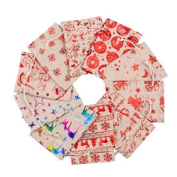 24pcs 10 Colors Christmas Countdown Gift Bag 1-24 Days Pocket Calendar Xmas Party Gift Sack Merry Ch