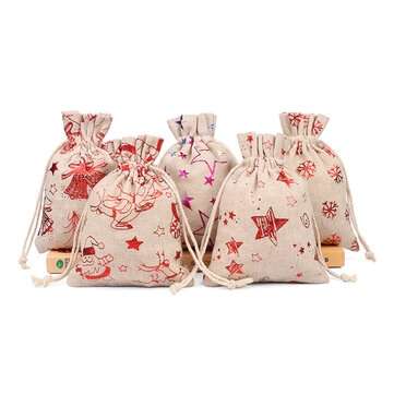 24pcs 10 Colors Christmas Countdown Gift Bag 1-24 Days Pocket Calendar Xmas Party Gift Sack Merry Ch