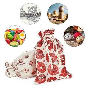 24pcs 10 Colors Christmas Countdown Gift Bag 1-24 Days Pocket Calendar Xmas Party Gift Sack Merry Ch