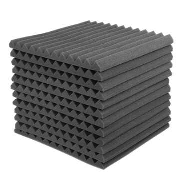 24Pcs Acoustic Panels Tiles Studio Soundproofing Insulation Closed Cell Foam (COLOR.: BLACK)