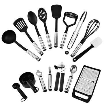 24Pcs Cooking Utensils Kitchen Silicone Stainless Steel Tool Spoon Whisk Set