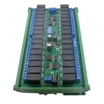 24V 32 Channel RS485 Modbus RTU Relay Module with DIN35 Rail Box MODBUS RTU Command