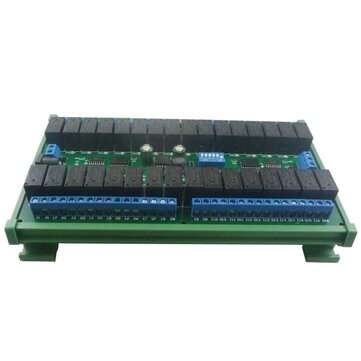 24V 32 Channel RS485 Modbus RTU Relay Module with DIN35 Rail Box MODBUS RTU Command