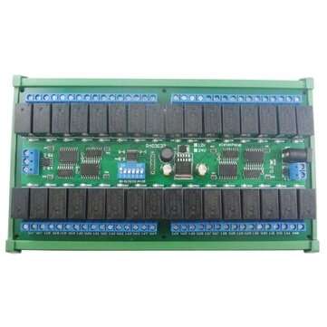 24V 32 Channel RS485 Modbus RTU Relay Module with DIN35 Rail Box MODBUS RTU Command