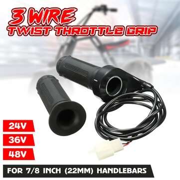 24V 36V 48V 3 Wire Twist Throttle Hand Grip For Electirc Scooter Bike 7/8" Handlebar