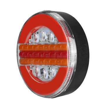 24V 7200LM 49LED Round Hamburger Rear Tail Lights Sequential Dynamic Indicator for Truck