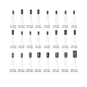 24Value 500Pcs 0.1uF-1000uF Electrolytic Capacitors + 10Value 600 Pcs 0.1uF-10uF Ceramic Capacitor A