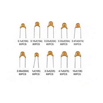 24Value 500Pcs 0.1uF-1000uF Electrolytic Capacitors + 10Value 600 Pcs 0.1uF-10uF Ceramic Capacitor A