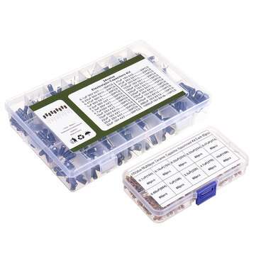 24Value 500Pcs 0.1uF-1000uF Electrolytic Capacitors + 10Value 600 Pcs 0.1uF-10uF Ceramic Capacitor A