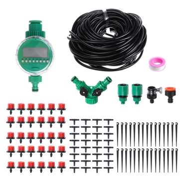 25 Meters Timer Self Watering Micro Drip Irrigation System Garden Hose Kits DIY