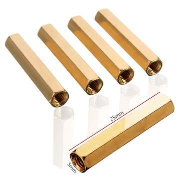 25 pcs  M3 Female Thread  Hexagon Isolation Column Brass Standoff Spacer