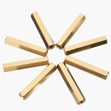 25 pcs  M3 Female Thread  Hexagon Isolation Column Brass Standoff Spacer