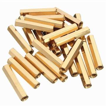 25 pcs  M3 Female Thread  Hexagon Isolation Column Brass Standoff Spacer