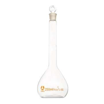 250mL Clear Glass Volumetric Flask w/ Glass Stopper Lab Chemistry Glassware