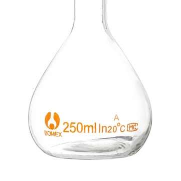 250mL Clear Glass Volumetric Flask w/ Glass Stopper Lab Chemistry Glassware