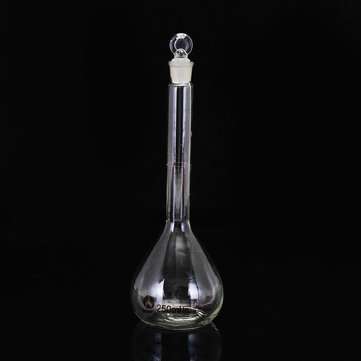 250mL Clear Glass Volumetric Flask w/ Glass Stopper Lab Chemistry Glassware