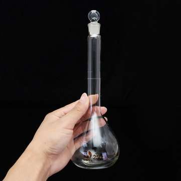 250mL Clear Glass Volumetric Flask w/ Glass Stopper Lab Chemistry Glassware
