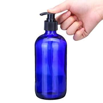 250ml/500ml Blue Glass Bottle With Pump Cap Water Sprayer Essential Oil Bottle (CAPACITY: 250ML)