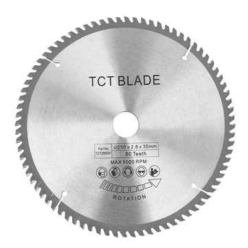 250mm 80T High Speed Steel TCT Circular Saw Blade 30mm Bore Blade for 255mm Saws