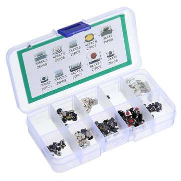 250Pcs 10 Types Tactile Push Button Touch Switch Remote Keys Button Microswitch