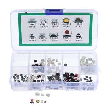 250Pcs 10 Types Tactile Push Button Touch Switch Remote Keys Button Microswitch