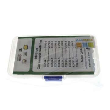 250pcs Tact Switch Car Switch Button 10 Kinds of 25 Patch Switch Buttons Each