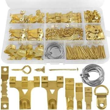 250pcs Picture Hooks for Hard Walls Picture Hanging Kit Heavy Duty Picture Hangers with Picture Wire