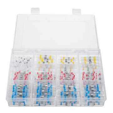 250PCS Solder Seal Wire Connectors Heat Shrink Solder Butt Connectors Terminals Connector Kit Automo