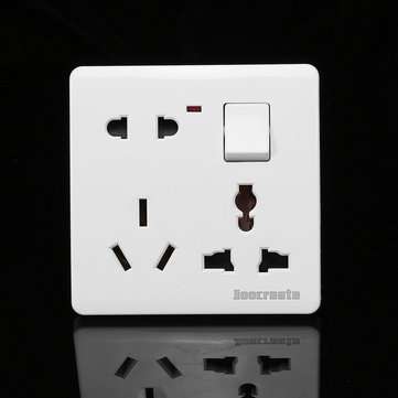 250V 16A 86mm Switch Socket Board 8 Hole Wall Socket Panel Switch Suitable for Indoor Buildings