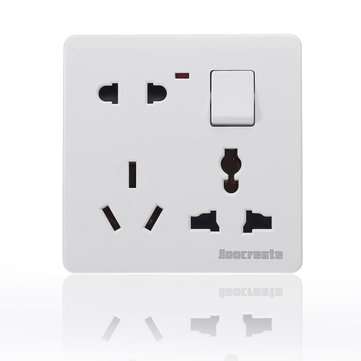 250V 16A 86mm Switch Socket Board 8 Hole Wall Socket Panel Switch Suitable for Indoor Buildings