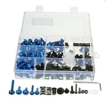 251pcs Fairing Bolt Kit Motorcycle Sportbike Body Fasteners Clip Screws Set (COLOR.: BLUE)