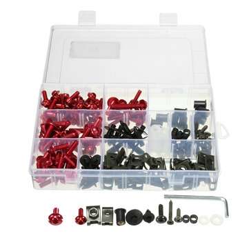 251pcs Fairing Bolt Kit Motorcycle Sportbike Body Fasteners Clip Screws Set (COLOR.: RED)