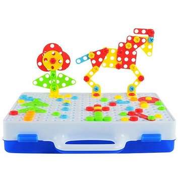 251Pcs Electric Drill Puzzle Toys Set Flower Car Building Blocks Peg Electric Drill Assemble Toy For