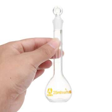 25ml Clear Glass Volumetric Flask with Stopper Lab Chemistry Glassware Round Bottom