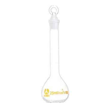 25ml Clear Glass Volumetric Flask with Stopper Lab Chemistry Glassware Round Bottom