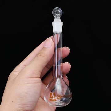 25ml Clear Glass Volumetric Flask with Stopper Lab Chemistry Glassware Round Bottom