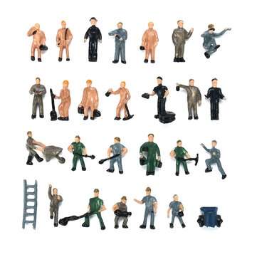 25pcs 1:87 Painted Mix Model Different People Poses Workers Scale Decorations