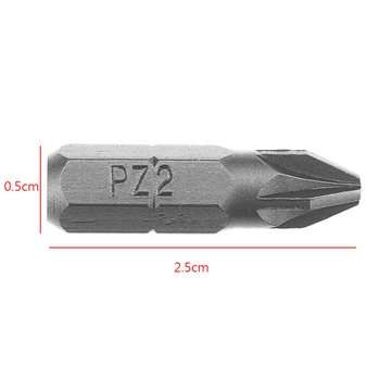 25pcs 25mm PZ2 Screwdriver Bits Set Hex Magnetic Power Tool