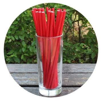 25Pcs Paper Straws For Birthday Wedding Decoration Par... (COLOR & STYLE: PURERED)