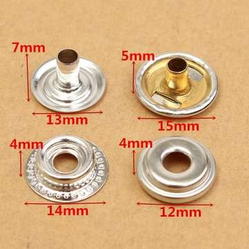 25Sets Stainless Steel Fastener Snap Press Stud Button Marine Set 100Pcs