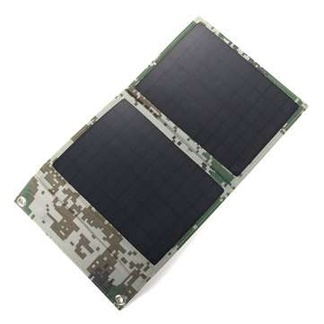 25W 5V Foldable Solar Panel Solar Power Bank Pack with Dual USB Port for Backpack Camping Hiking
