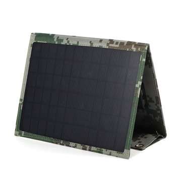 25W 5V Foldable Solar Panel Solar Power Bank Pack with Dual USB Port for Backpack Camping Hiking