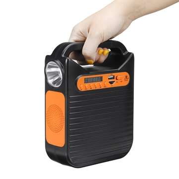 25W Solar Powered System Emergency DC System Light Kit Solar Generator FM Radio Audio USB Card Power