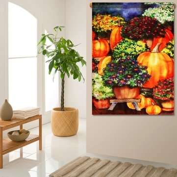 28``x40`` Pumpkin & Mums Fall Garden Flag Seasonal Yard Banner Autumn Decorations