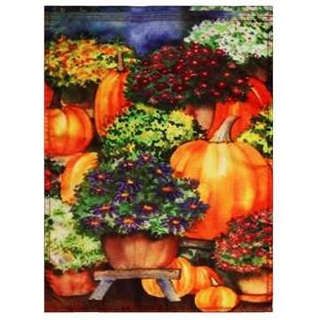 28``x40`` Pumpkin & Mums Fall Garden Flag Seasonal Yard Banner Autumn Decorations