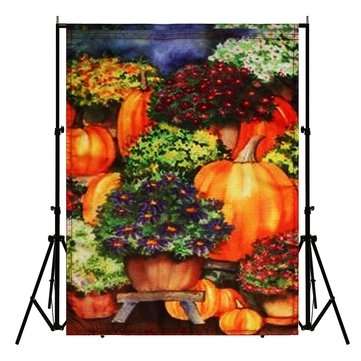 28``x40`` Pumpkin & Mums Fall Garden Flag Seasonal Yard Banner Autumn Decorations