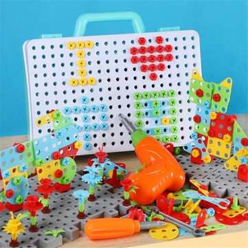 288pcs 3D Electric Drill Screwing Block Toys Assembly Tools Sets DIY 3D Blocks Model Sets Educationa