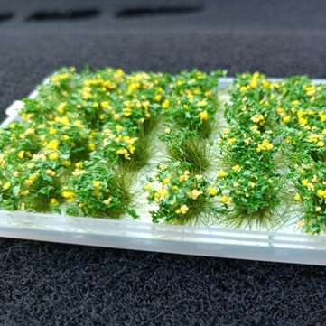 28Pcs 1:35HO Flower Clusters Miniature Model DIY Building Landscape Modelling Ma... (COLOR.: YELLOW)